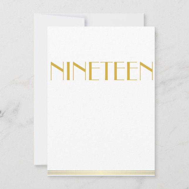 Cartes de table de mariage Gold Great Gatsby Dix-n (Devant)