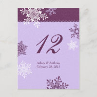 Cartes de table de mariage hivernal de flocon de n
