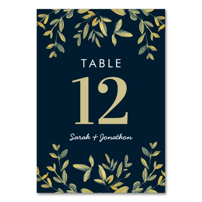 Cartes de table de numéro de Mariage feuille d'or (Par défaut)