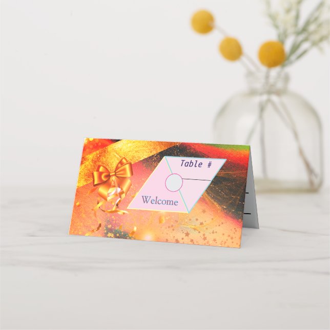Cartes de table dorées et vibrantes (Devant)