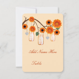 Cartes de table en forme de pot de fleurs d'orange