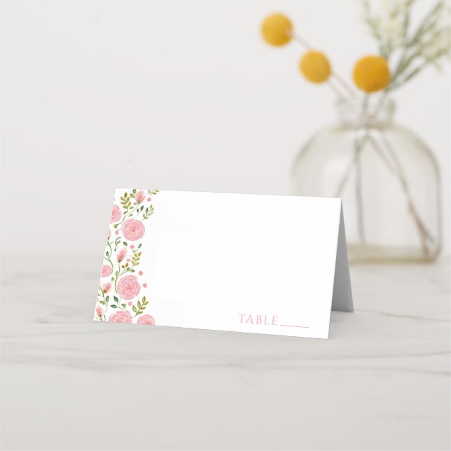 Cartes de table Fleurs roses Tea Party (Devant)