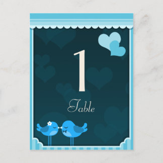 Cartes de table Inséparables turquoises série 1