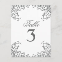 Cartes de table Mariage blanc argent élégant