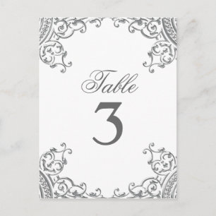 Cartes de table Mariage blanc argent élégant