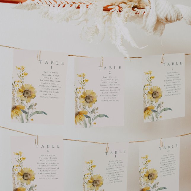 Cartes de table Mariage de tournesol (Créateur téléchargé)