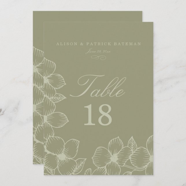 Cartes de table Mariage Floral Simplement (Devant / Derrière)