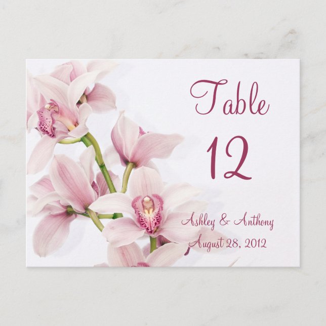 Cartes de table Mariage florales pour orchidée ros (Devant)