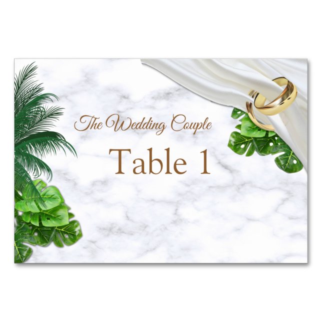 Cartes de table Mariage romantique Tropical (Devant)
