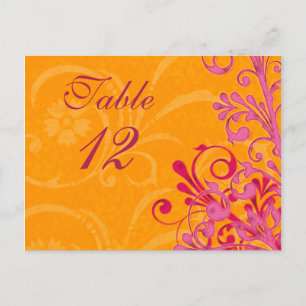 Cartes de table Mariage rose et orange