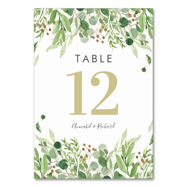 Cartes de table Mariage vert et or (Par défaut)