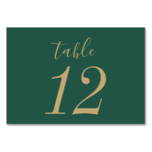 Cartes de table Mariage vert et or