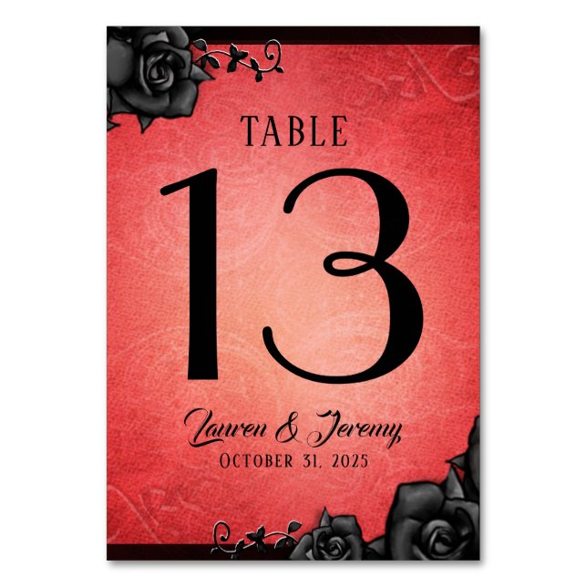 Cartes de table Mariages d'Halloween gothique roug (Par défaut)