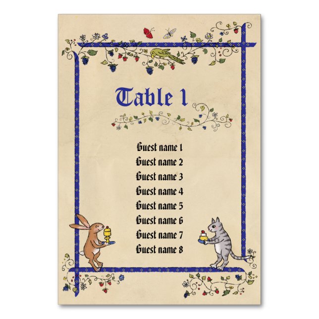 Cartes de table médiévales avec noms d'invités (Par défaut)