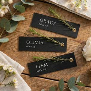 Cartes de table nominatives pour mariage noir