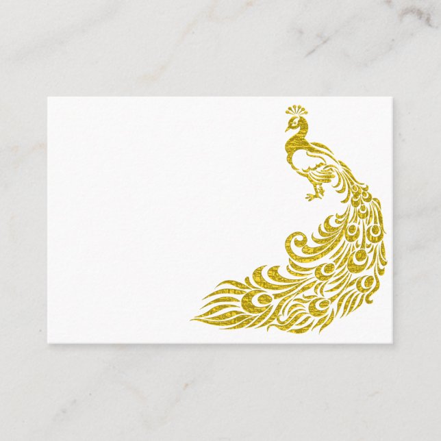 Cartes de table personnalisées à motif paon doré (Devant)