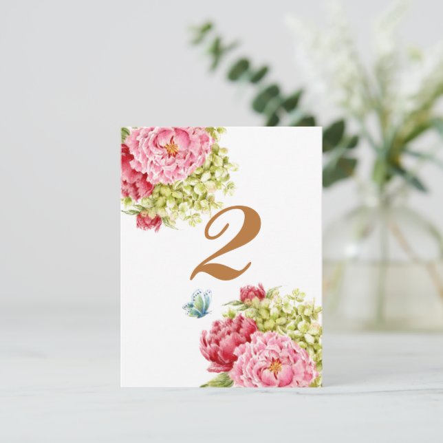 Cartes de table Pivoines et Hydrangea N° 2 (Debout devant)