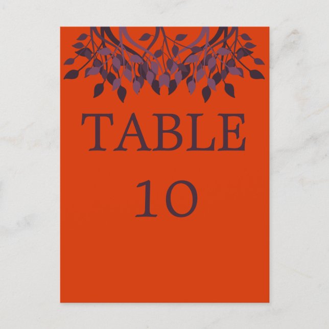 Cartes de table Plum et Orange Feuille (Devant)