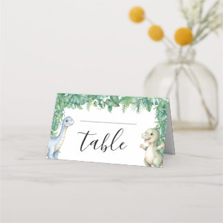 Cartes de table pour Baby Shower Dinosaure Feuille
