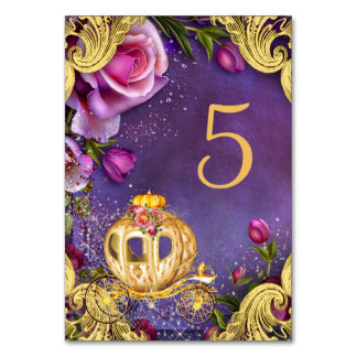 Cartes de table pour fête de princesse