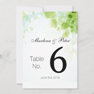Cartes de table pour Mariage d'aquarelle Feuille S