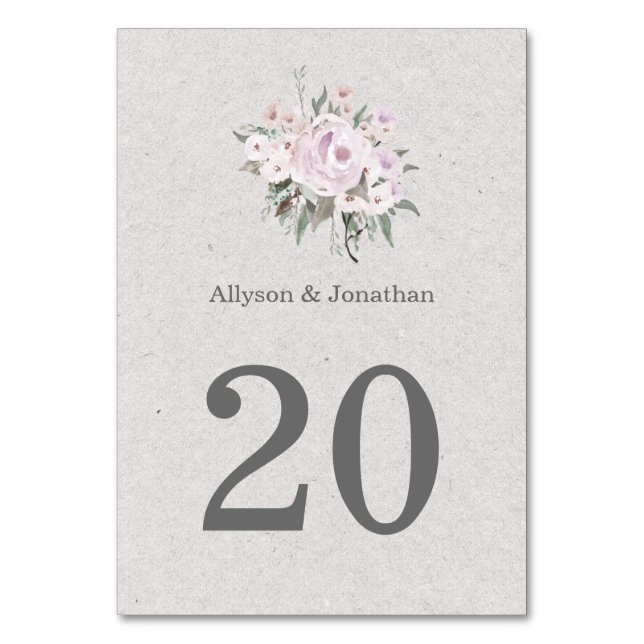 Cartes de table rose lavande et vert sauge | (Par défaut)
