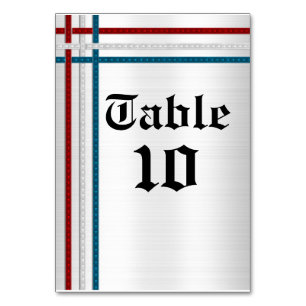 Cartes de table rubans rouge, blanc et bleu