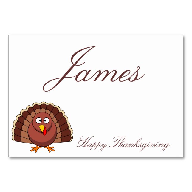 Cartes De Table Thanksgiving Avec Dessin Turquie (Devant)