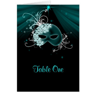 Cartes de table turquoise Blue Masquerade Party