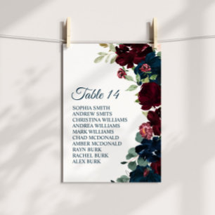 Cartes de tableau de bord florales Burgundy & Navy