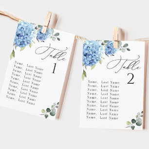 Cartes de tableau de numéros de table Hortensia Bl