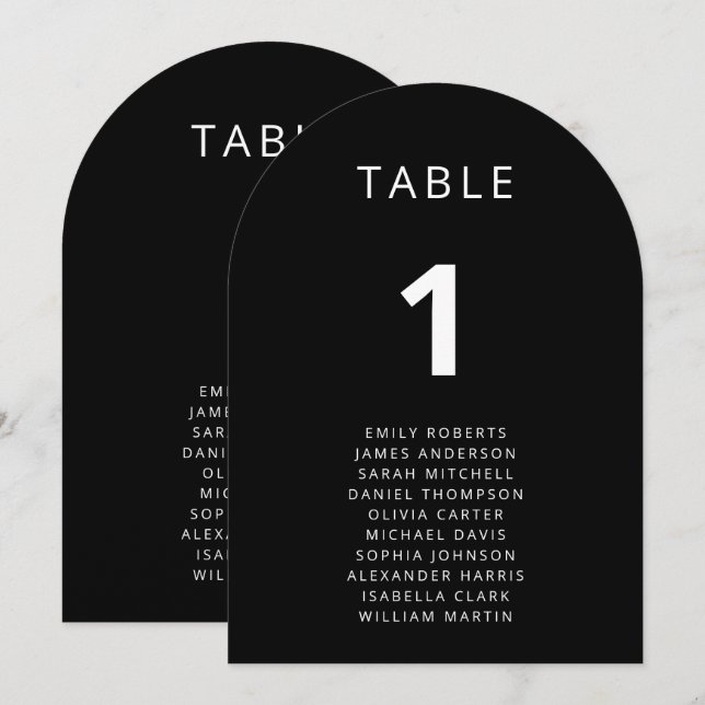 Cartes de tableau minima de Mariage modernes (Devant / Derrière)