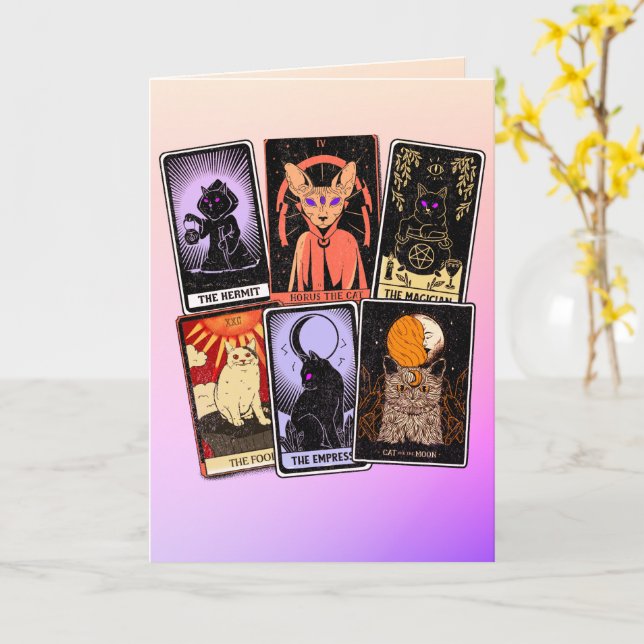 Cartes de Tarot de Chat—Empress d'Halloween. Hermi (Fleur jaune)