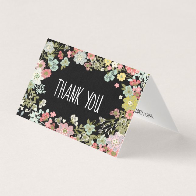 Cartes de tentes Mariages modernes en Merci Floral (Devant)