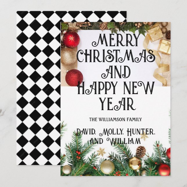 Cartes de tirage Joyeux Noël Carte de vacances bla (Devant / Derrière)