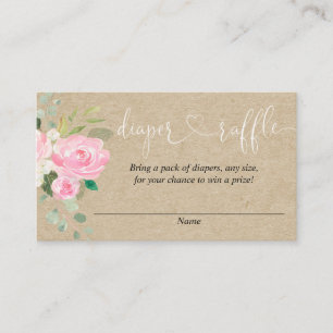 Cartes de tombola à baby shower rose rustique
