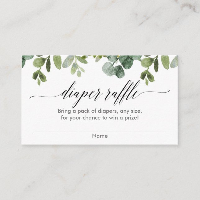 Cartes de tombola baby shower Eucalyptus (Devant)