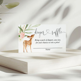 Cartes de tombola de baby shower de cerf rose verd