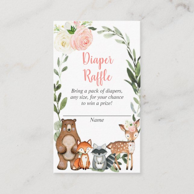 Cartes de tombola de baby shower pour filles Woodl (Devant)