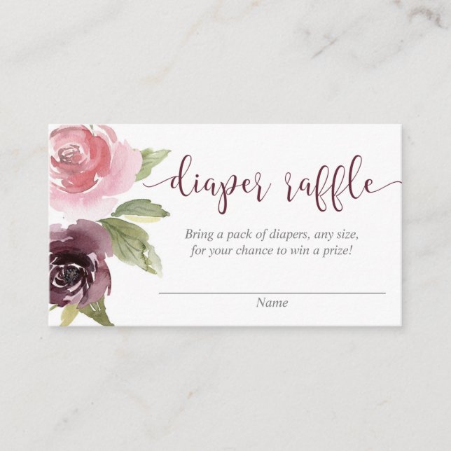 Cartes de tombola de fleurs rose rousse (Devant)