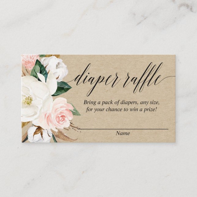 Cartes de tombola de magnolia rustique à fleurs (Devant)