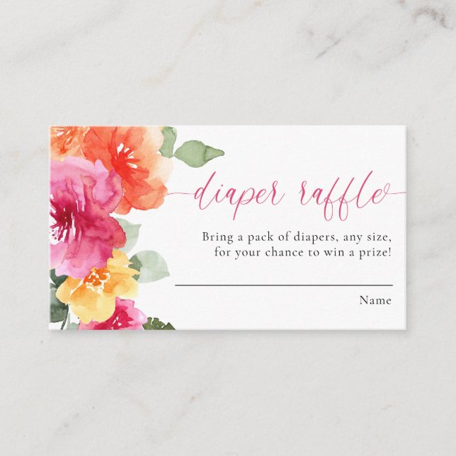 Cartes de tombola fille baby shower rose floral (Devant)