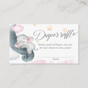Cartes de tombola rose jaune pour bébé éléphant mi