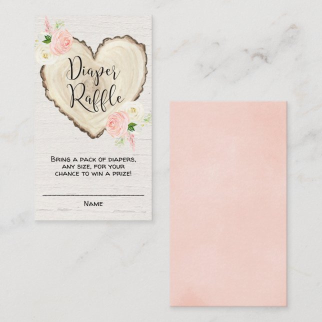 Cartes de tombola rousse à coeur floral rustique (Devant / Derrière)