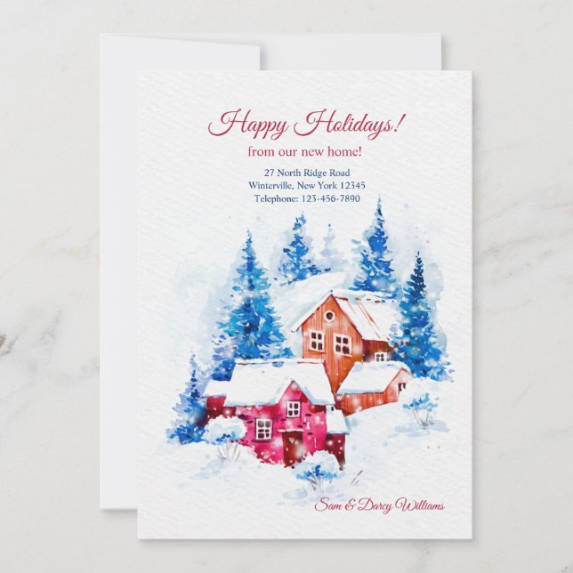 Cartes de vacances avec maisons sous la neige (Devant)