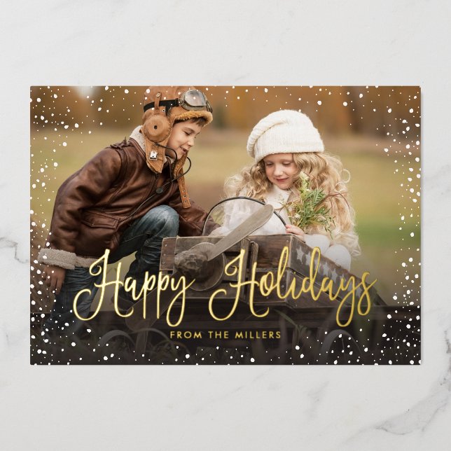 Cartes de vacances en foil pour photo de neige pou (Recto)