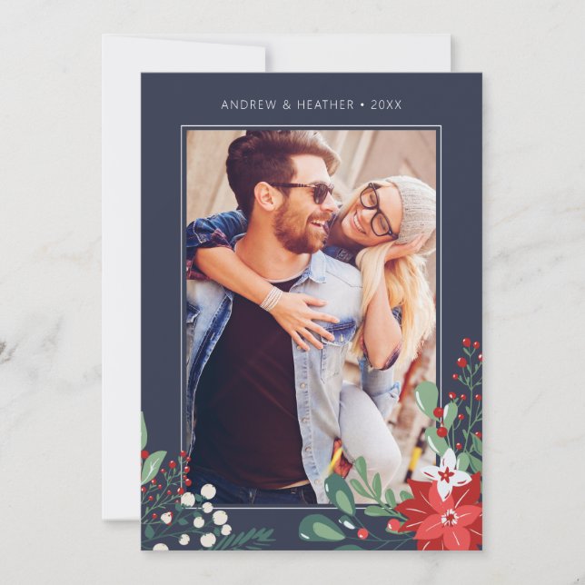 Cartes de vacances florales Joyeuses Fêtes | Carte (Devant)