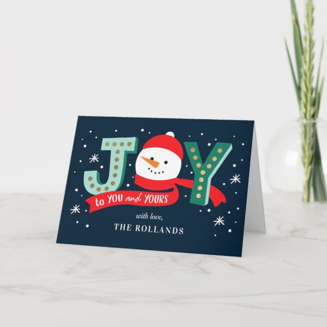 Cartes de vacances Joyful Snowman EDITABLES (Devant)