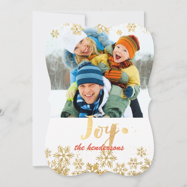 Cartes de vacances PixDezines flocons de neige/or (Devant)