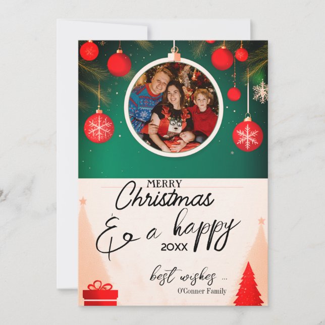 Cartes de vacances rustiques personnalisées - Noël (Devant)